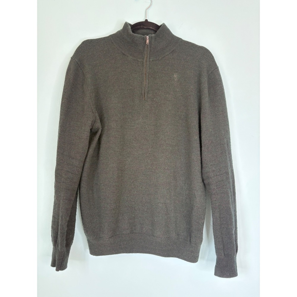 Christian Lacroix Green Quarter‎ Zip Sweater Medium 100% Merino Wool Grandpa